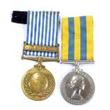 Korea and United Nations Korea Medals; R. A., 22795574 Gnr. D. Heeley.