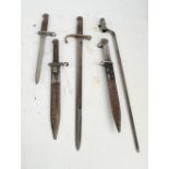 Five Turkish bayonets; 1890, M1935, G1, M1935 converted from M1903,