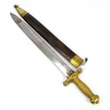 A Victorian French gladius sword with ribbed grip and stamped to the blade 'Talabot FS Paris',