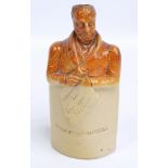 A Doulton & Watts reform flask depicting Lord John Russell, inscribed 'The True Spirit of Reform',
