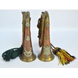 Two regimental bugles with cords and tassels for Royal Highlanders and Seaforth Highlanders,