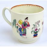 An 18th century Worcester coffee can, painted in the 'Family' pattern, see Sandon page 109,