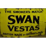 A Swan Vestas enamel sign, 93 x 122cm.