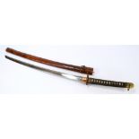 A Japanese Meiji period katana with cloth bound shagreen grip,