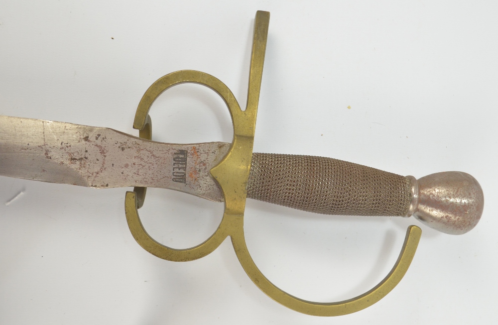 A decorative sword with metal bound grip, shaped knuckle guard and tapering blade stamped 'Toledo', - Image 2 of 2