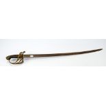 A mid-19th century Victorian infantry officer's sword, brass hilt with chagrin grip,