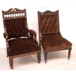 An Edwardian mahogany gentlemen's button-back armchair,