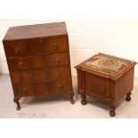 A Victorian bird's-eye walnut commode stool, approx height 45cm,