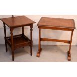 A walnut Arts and Crafts lamp table, the undershelf with pierced gallery,