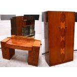 A 1930s burr walnut veneered dressing table with frieze drawer above kneehole flanked by three sets