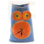 CAIT GOULD; a white earthenware clock modelled in the form of an owl,