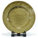 RAY FINCH (1914-2012) for Winchcombe Pottery; a stoneware charger with meander pattern,