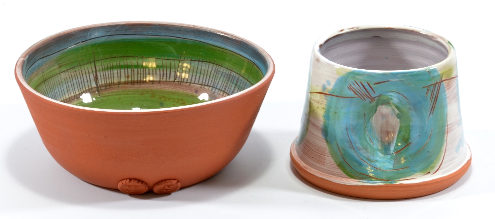 JANE WILLIAMS; a tin glazed earthenware bowl, painterly decoration combined with loose sgraffito,