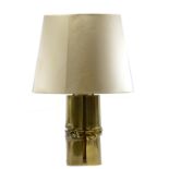 MONIQUET; a French brass table lamp with three bulb fitting,
