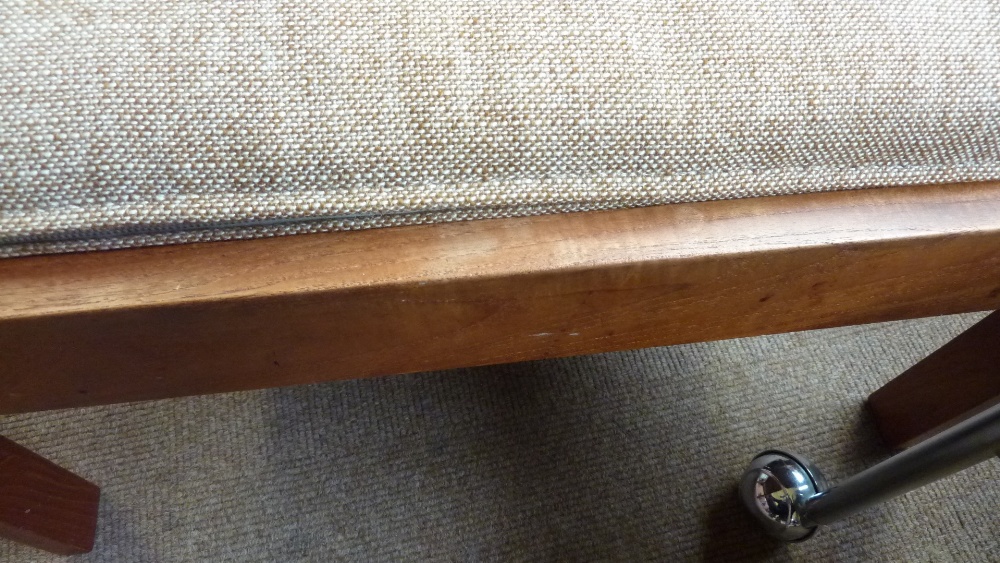 A 1960s Danish teak low elbow chair with loose cushions and matching rectangular stool (2). - Image 7 of 9