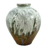 LISA HAMMOND (born 1956); a large Tsubo vase, white shino pours, height 42cm.