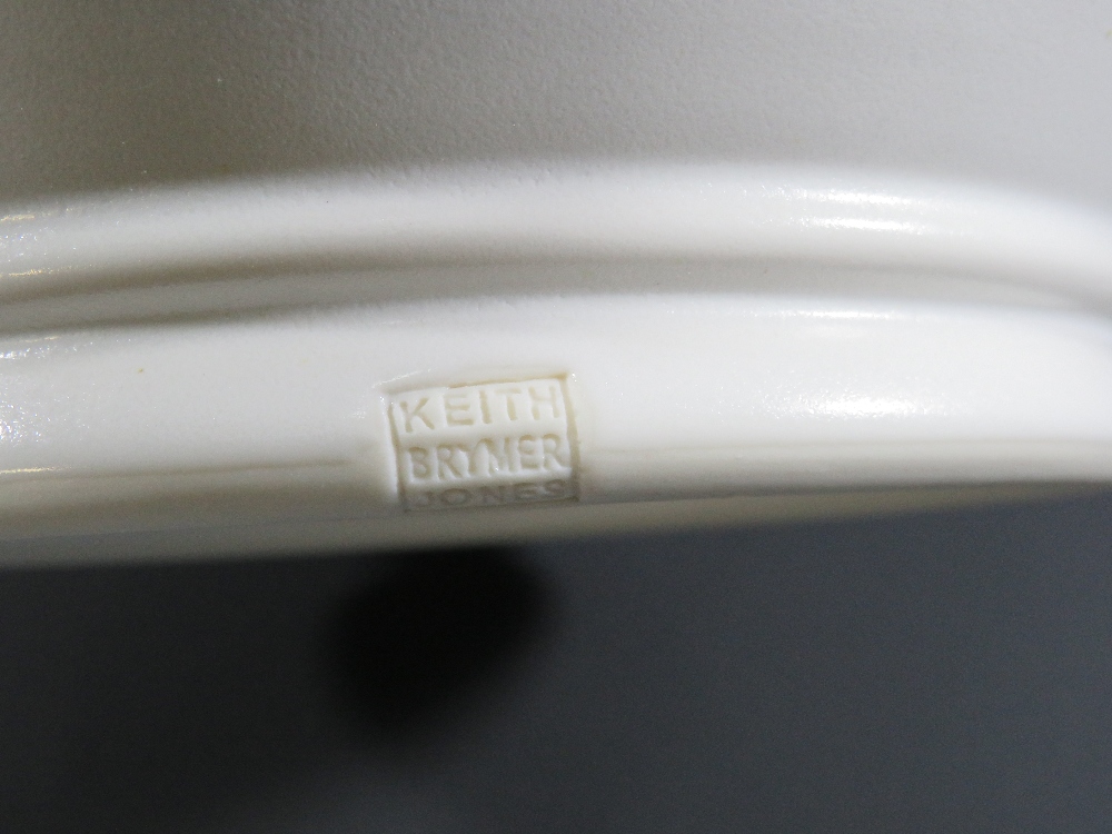 KEITH BRYMER JONES; a large white stoneware bowl with applied decoration, impressed mark, - Image 2 of 2