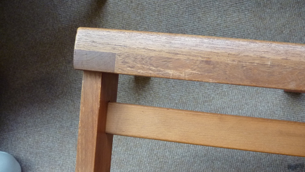 A 1960s Danish teak low elbow chair with loose cushions and matching rectangular stool (2). - Image 9 of 9