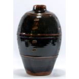 PHIL ROGERS (born 1951); a stoneware vase covered in tenmoku glaze, impressed PR mark, height 33cm,