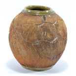 TOM KNOWLES JACKSON; a stoneware globular vase with elephant skin surface,
