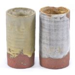 HANS COPER (1920-1981); two small cylindrical vessels, incised test numbers for colour and glaze,