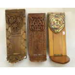 A Black Forest carved oak floral decorated extending book slide,