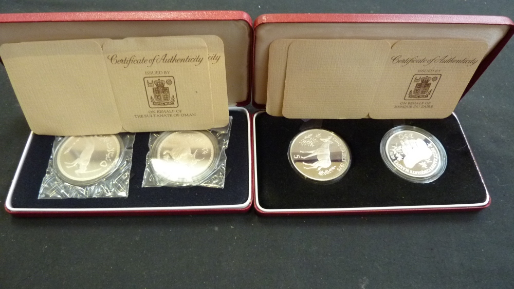 A quantity of silver coinage to include cased pairs of coins from Zaire, Jordan, Afghanistan, - Image 5 of 5