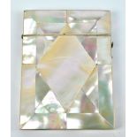 A late 19th/early 20th century mother of pearl and ivory detailed card case of rectangular form,