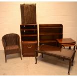 A mid-20th century mahogany waterfall-front bookcase with four shelves, height 93cm,