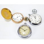 WALTHAM; an early 20th century gold crown wind half hunter pocket watch,