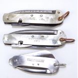 Two military clasp knives with single blade, tin opener and marlin spike,