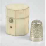 CHARLES HORNER; an Edward VII hallmarked silver thimble with bright cut decoration, Chester 1907,