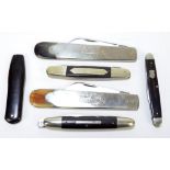 Two single bladed steel bodied 'Burbank' pen knives with horn ends by George Wostenholm of