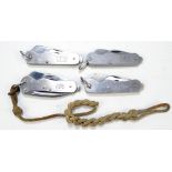 Four mid-20th century military issue clasp knives,