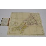 An 1841 Walker's canvas folding county map 'Cornwall', 35 x 42cm.