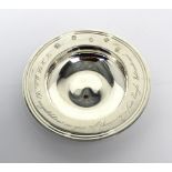 An Elizabeth II hallmarked silver circular dish of plain form with convex finish to bowl,