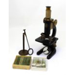 A mahogany cased Broadhurst Clarkson & Co microscope.