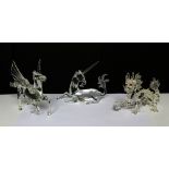 Three boxed Swarovski crystal 'Fabulous Creatures'; Pegasus, Unicorn (af) and Dragon (3).
