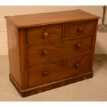 A Victorian mahogany chest of two short and two long drawers on plinth base, width 102.5cm.