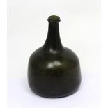 A c1780 Dutch Globe and Shaft wine bottle, height 20cm.