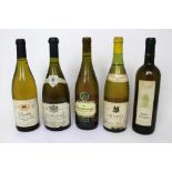 A bottle of Mise du Château Meursault 1995, a bottle of Chablis 1983, a bottle of Chablis 2005,