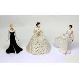 Three Royal Worcester figures; 'Dinner at Eight' by John Bromley,