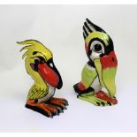 Lorna Bailey; two grotesque birds, 'Wally the Wader' and 'Tommy the Toucan',