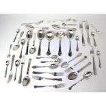 A quantity of Danish plated flatware, forks, knives, spoons, small ladles, various patterns.