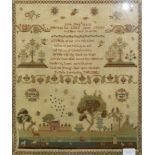 A large 19th century silk and stump work sampler,