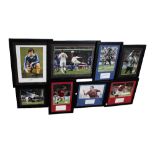 A collection of photographs signed by various footballers to include Franco Baresi, Deco,