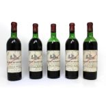 Château Beychevelle Girond Vin 1970, five bottles.