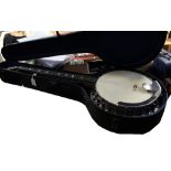 A Clifford Essex Concert Grand banjo, inlaid maple with mother of pearl inlaid ebony fingerboard,