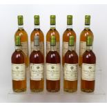 Ten bottles of Château Roumieu Sauternes 1983 dessert wine,