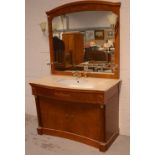 A reproduction bird's-eye walnut bathroom sink unit,